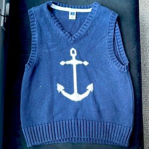 Janie and Jack Navy Anchor Sweater Vest size 3